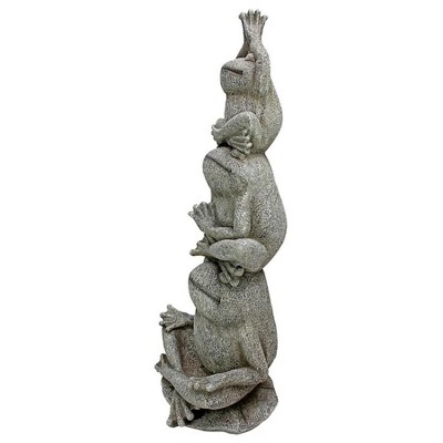 Gray Stone Resin Tower of Yoga Frog Garden Statue
