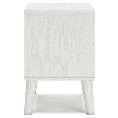 Maximal Minimalism White Nightstand with Customizable Faux Leather Pulls