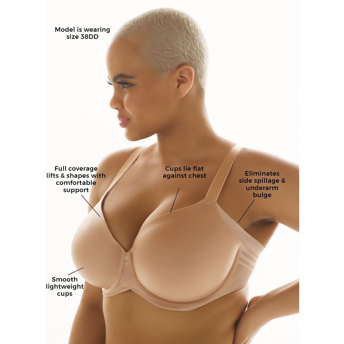 Women's Marvelous Side Smoothing T-Shirt Bra - Full Coverage, Comfortable, Smoothing Underwire - Felina - thumbnail 8