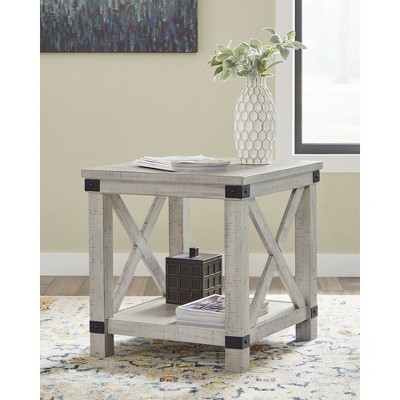 Carynhurst Contemporary White Wood Rectangular End Table with Storage