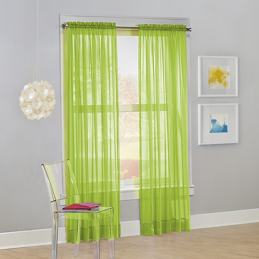 84"x59" Calypso Voile Rod Pocket Sheer Curtain Panel Lime - No. 918