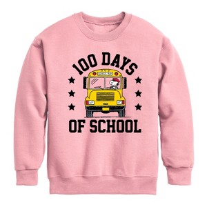 Boys' - Peanuts - Snoopy One Hundred Days Of School Graphic Long Sleeve Fleece Sweatshirt - 1 of 4