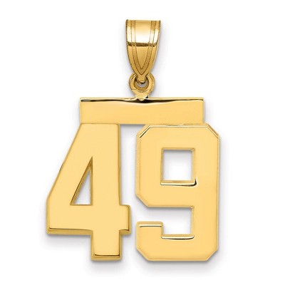 Black Bow Jewelry 14k Yellow Gold, Athletic Collection Medium Polished Number 49 Pendant