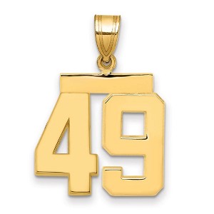 Black Bow Jewelry 14k Yellow Gold, Athletic Collection Medium Polished Number 49 Pendant - 1 of 3