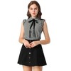 Allegra K Women's Bow Tie Neck Vintage Ruffle Sleeveless Gingham Plaid Shirt - image 2 of 4