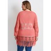Avenue Women's Plus Size Pointelle Fringe Cardigan - 3 of 4