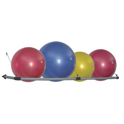 Power Systems Wall-Mounted Stability Ball Storage Rack for Gym or Home, Fits 4!