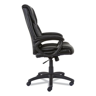 Black Faux Leather Mid-Back Task Chair with Fixed Arms