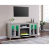70" Particle Board Finish Fireplace TV Stand with Heater, LED Lights, Cabinets, and Shelves for Living Room - 4 of 4