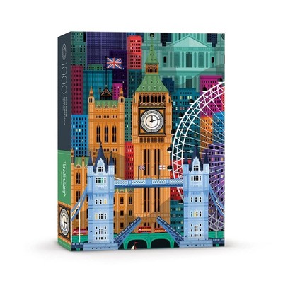 Fred 1000 Piece Jigsaw Puzzle, London, Adult Puzzle Printed with Soy Ink with Matte Finish, Poster & Resealable Bag, Art by Fred Studio