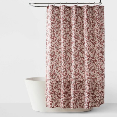 CVC Fabric Floral Shower Curtain Mauve - Room Essentials™