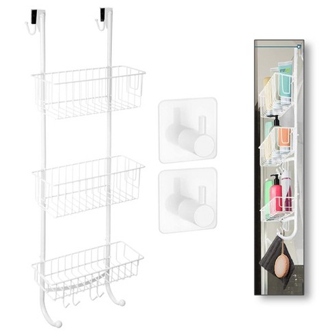 Smartpeas 23.5'' X 12'' Stainless Steel 2x Hanging Shower Caddy With  Adhesive Hooks - White : Target