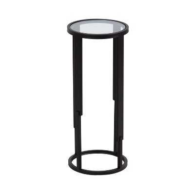 Ravalli Black Metal and Glass Round Drink Table