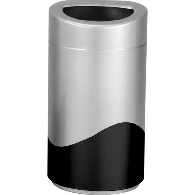 Safco Receptacle w/Rigid Liner 14 Gallon Black/Silver 9921SLBL
