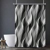 White and Grey Shower Curtain, 72x72 Inch, Modern Abstract Striped Minimalist Waterproof Bath Curtain - 4 of 4