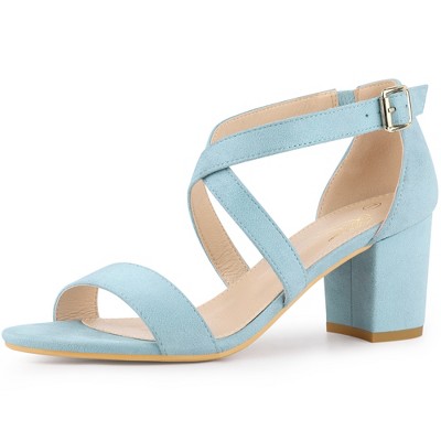 Perphy Women's Crisscross Buckle Strap Open-Toe Chunky Heels Sandals