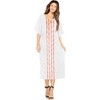 LA LEELA Women's House Daily Routine Evening Wear Holiday Casual Loungewear Oversize Caftan Maxi Top Night Shirts for Women 2X-3X White, Solid - 3 of 4