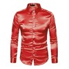Lars Amadeus Men's Long Sleeves Button Down Prom Party Satin Dress Shirts - 2 of 4