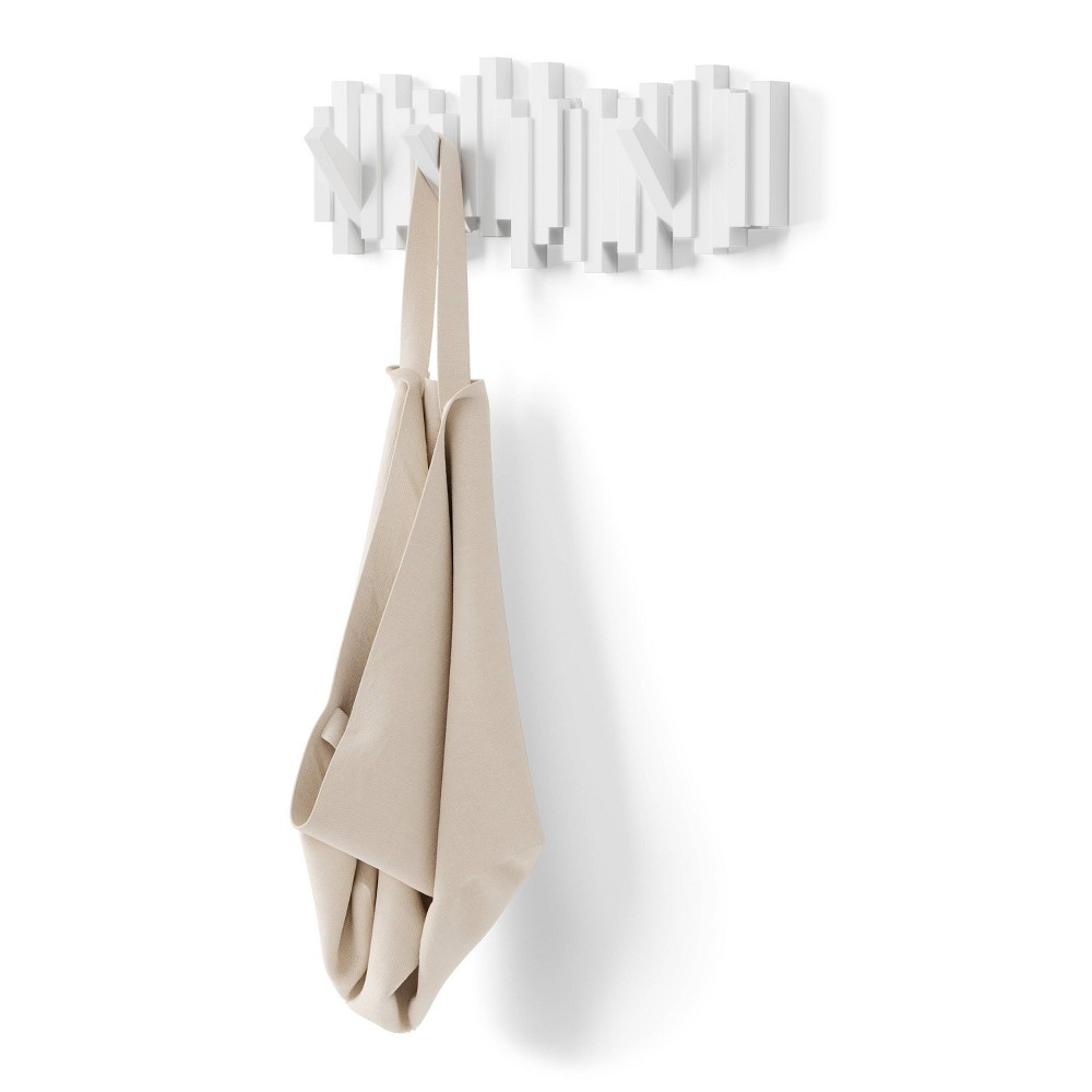 Umbra Sticks Multi Hook White: Wall Hooks, 5 Decorative Hooks, ABS Material, 25 lb Capacity, 19.38" Length, 5-Year Warranty