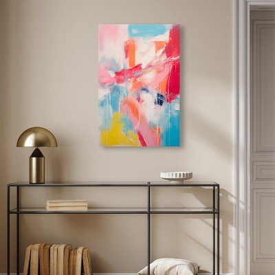 Vibrant Multicolor Abstract Canvas Wall Art, 30" x 20"