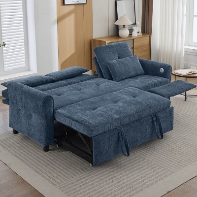 Versatile 2-in-1 Sofa with Pull-Out Sleeper, Reversible Recliner and USB Ports for Living Room or Guest Space-Maison Boucle