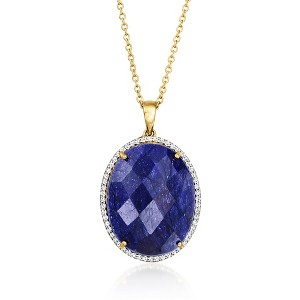Ross-Simons 25.00 Carat Sapphire and .30 ct. t.w. White Topaz Pendant Necklace in 18kt Gold Over Sterling Size 18 - 1 of 3