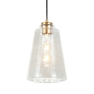 LNC Wohexiry  1-Light 7.9" Modern Geometric Mini Pendant Lighting, Matte Gold and Textured Glass - 1 of 4