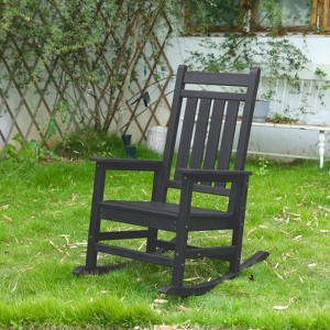 VisioGear Oversized Rocking Chair with Wood-Texture, Outdoor Rocking Chair for Adults, Porch Rocker for Lawn Garden, Black, 22.71"*35.15"*41.25" - 1 of 4