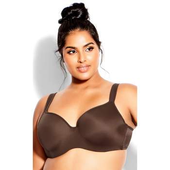 Curvy Couture Women's Plus Size Silky Smooth Micro Unlined Underwire Bra  Sweet Tea 46H
