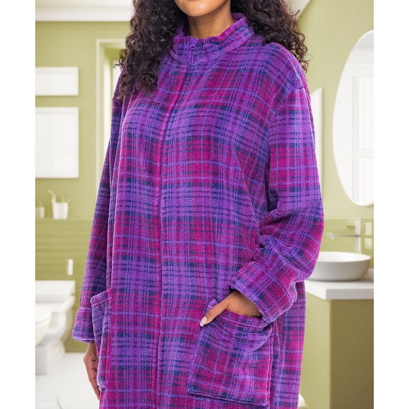 Women's Zip Up Fleece Robe, Soft Warm Plush Oversized Zipper Bathrobe, 6 of 9