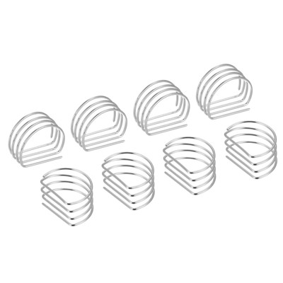 Unique Bargains Wedding Birthday Alloy Decorative Wear Resistance D-Shape Napkin Rings 8 Pcs