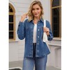 INSPIRE CHIC Women's Jean Fall Button Up Oversized Boyfriend Long Denim Jacket - 3 of 4