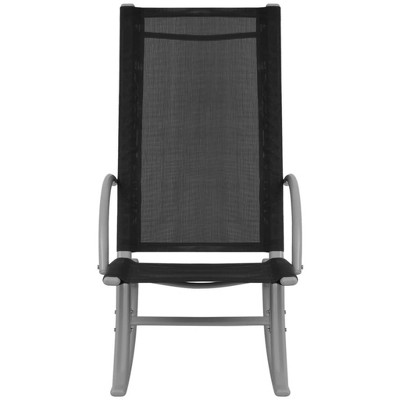 Black Steel Frame Modern Outdoor Rocking Chair Set