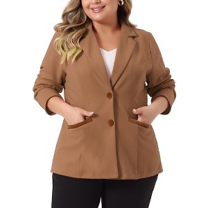 Agnes Orinda Women's Plus Size Notched Lapel Long Sleeve Button Down Office Work Blazers - 1 of 4