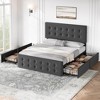 Coolmee Full/Queen/King Size Bed Frame with 4 Storage Drawers and Headboard, Linen Upholstered Platform Bed Frame with Wooden Slats Support - 4 of 4
