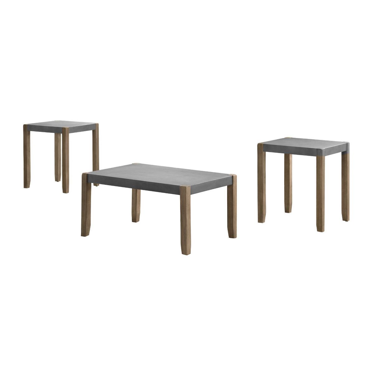 36" Davenport Faux Concrete and Wood Coffee Table with 2 Square End Tables Light Amber - Alaterre Furniture: Rustic Industrial 3-Piece Set