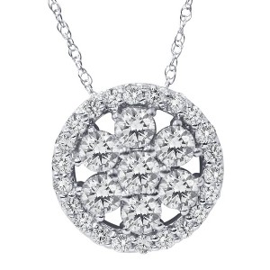 Pompeii3 1 ct Diamond Halo Pendant 14K White Gold - 1 of 4