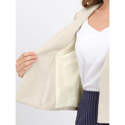 Allegra K Women's Work Office Zipper Decor Collarless Cropped Blazer Beige Medium — фото 6