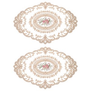 Unique Bargains Retro Lace Embroidered Polyester Placemat 2 Pcs - 1 of 4