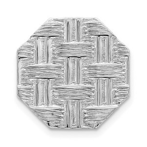 Black Bow Jewelry Rhodium Plated Sterling Silver Basketweave Lapel or Tie Pin, 13mm - 1 of 4