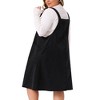 Women's Plus Size Corduroy Adjustable Strap Pleated Midi Casual Overall Pinafore Dress with Pockets - Agnes Orinda - 4 of 4