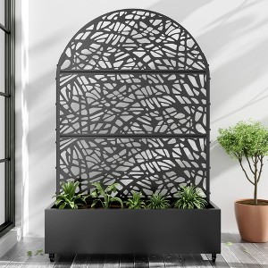 PexFix 72 in. H x 47 in. W Black Metal Arch Wall Planter Box with Trellis for Climbing Plants - 1 of 4
