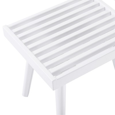 Larwich White Solid Wood Slatted Bedroom Bench, 19-Inch