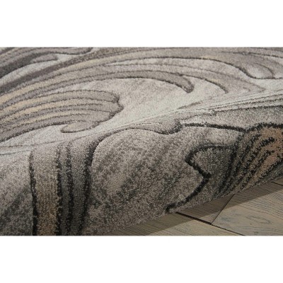 Graphite Floral Synthetic 5' x 7' Stain-Resistant Handmade Rug