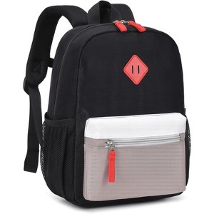 Luupatchy 16in Lightweight Kids Backpack - Stylish, Spacious for Boys & Girls, Primary/Elementary/Middle School,  Black & Grey - 1 of 4