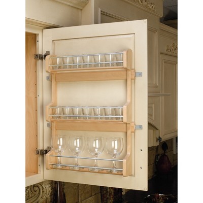Rev-A-Shelf 21" 3 Tiered Pull Out Shelf Organizer for Kitchen Cabinets, Pantry Storage Spice Seasoning Rack, Door/ Wall Mounted, Maple Wood, 4SR-21 — фото 2