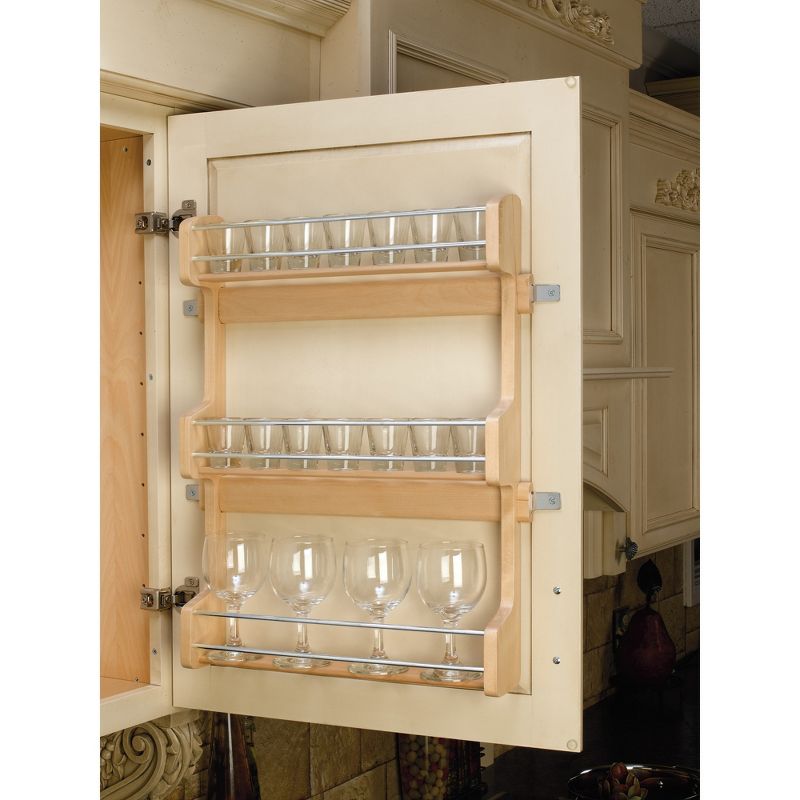 Rev-A-Shelf 4SR-15 Kitchen Cabinet Door Mounted Wooden 3-Shelf Storage Spice Rack with Mounting Hardware, 2 of 5