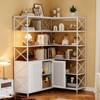 Corner Bookshelf, 6 Tier Corner Book Shelf with Storage, Farmhouse L Shaped Book-Shelf with Cabinet - 4 of 4