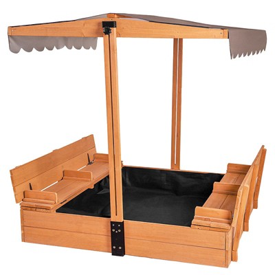 Aivituvin Kids Sandbox With Cover and Bench,Detachable Canopy SandBoxes-GUT05