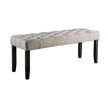 Simple Relax Linen-like and Wood Bench with Button Tufted Design